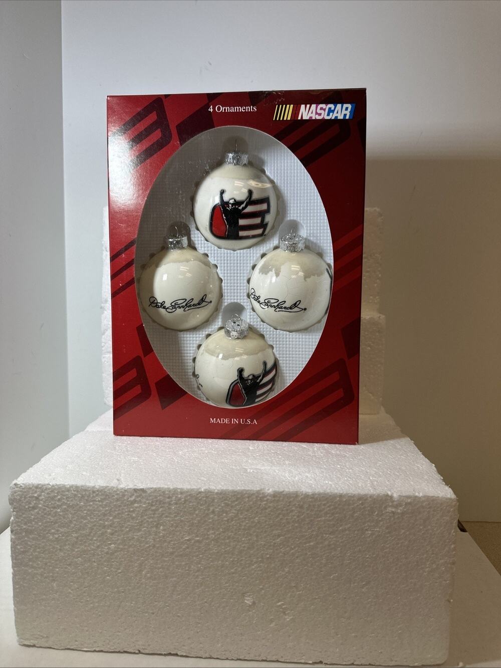 Vintage 2003 Nascar Dale Earnhardt Christmas Ball Ornaments 4-PC Set